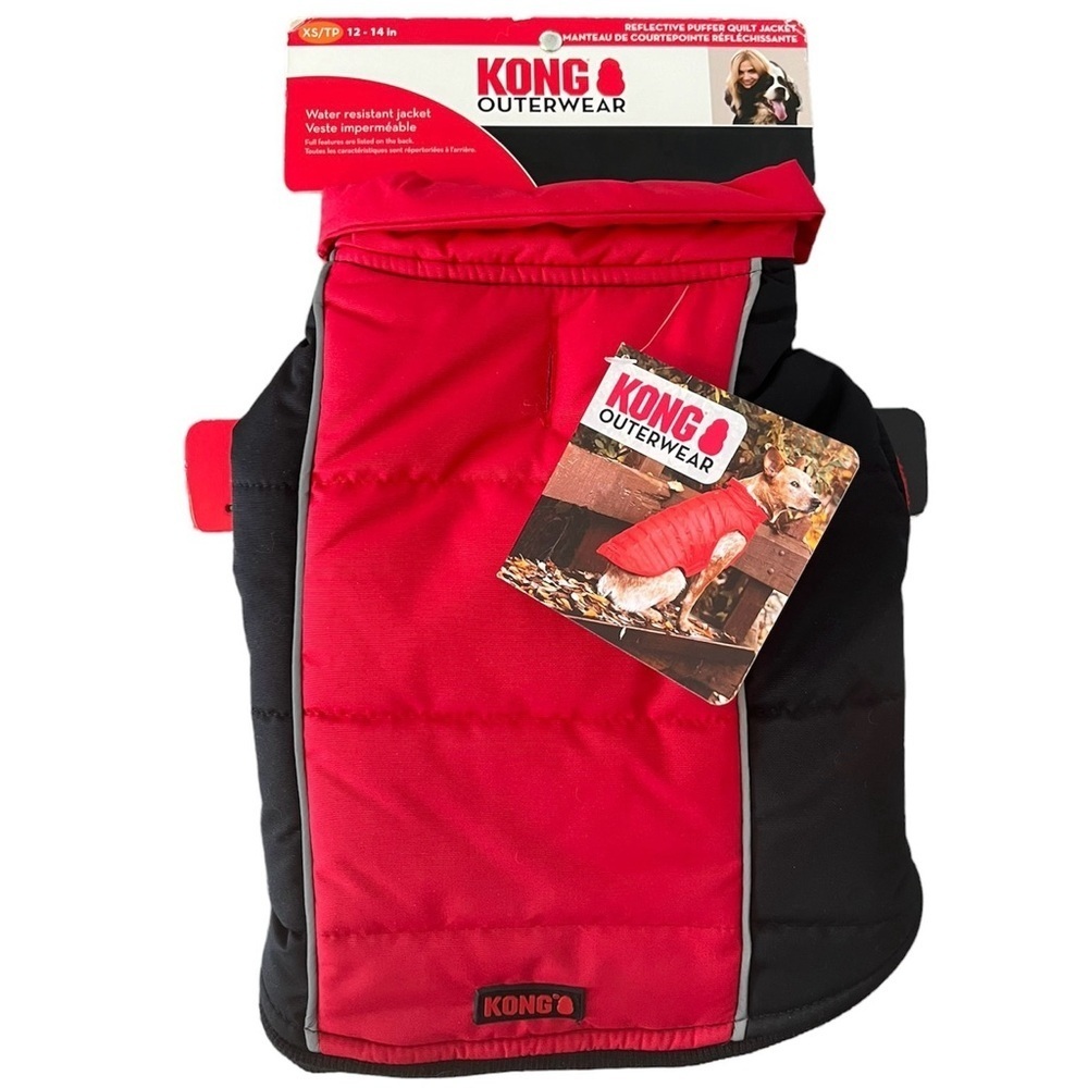 Kong Outerwear Reflective Puffer Quilt Dog Jacket Water Resistant XS 12-14” pets